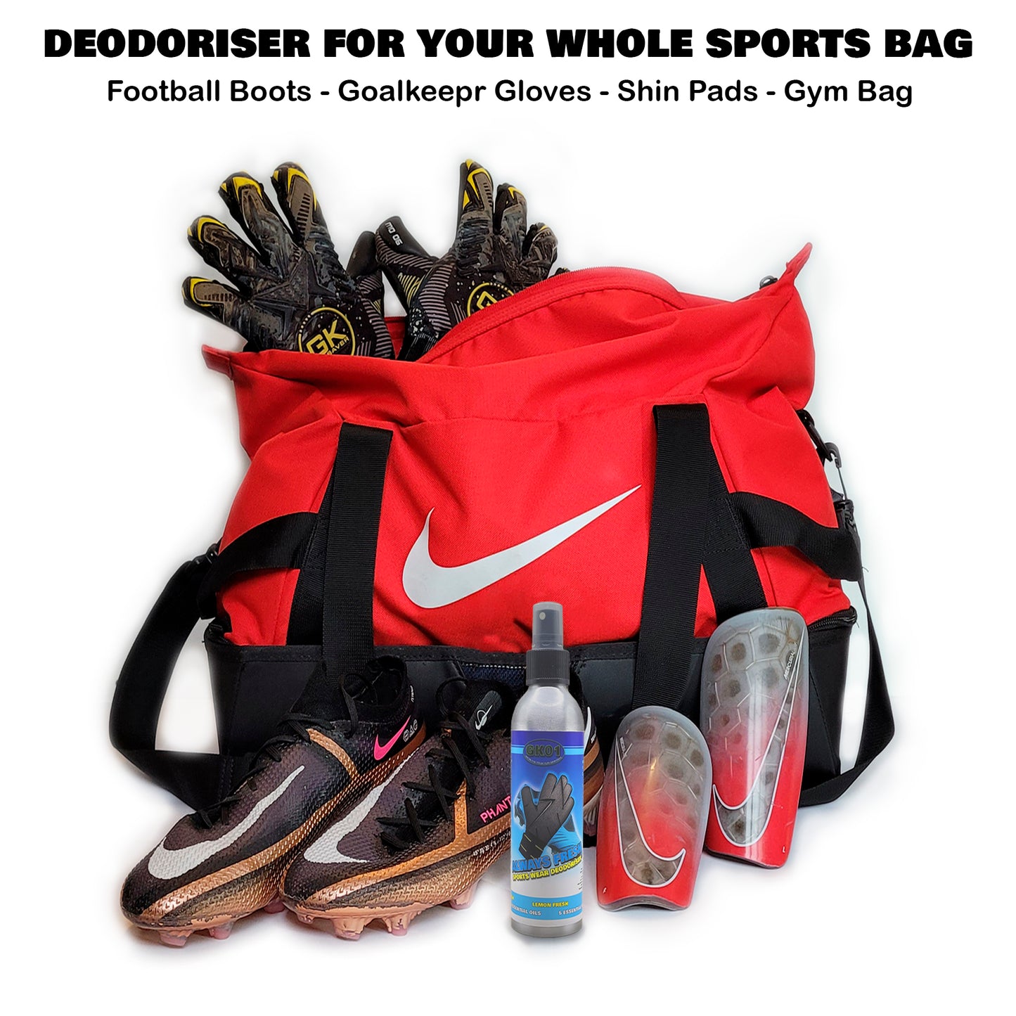 Gk01 Always Fresh - Football Boot & Goalkeeper Glove Freshener & Deodoriser Spray - Lemon Fresh Scent - 120ml