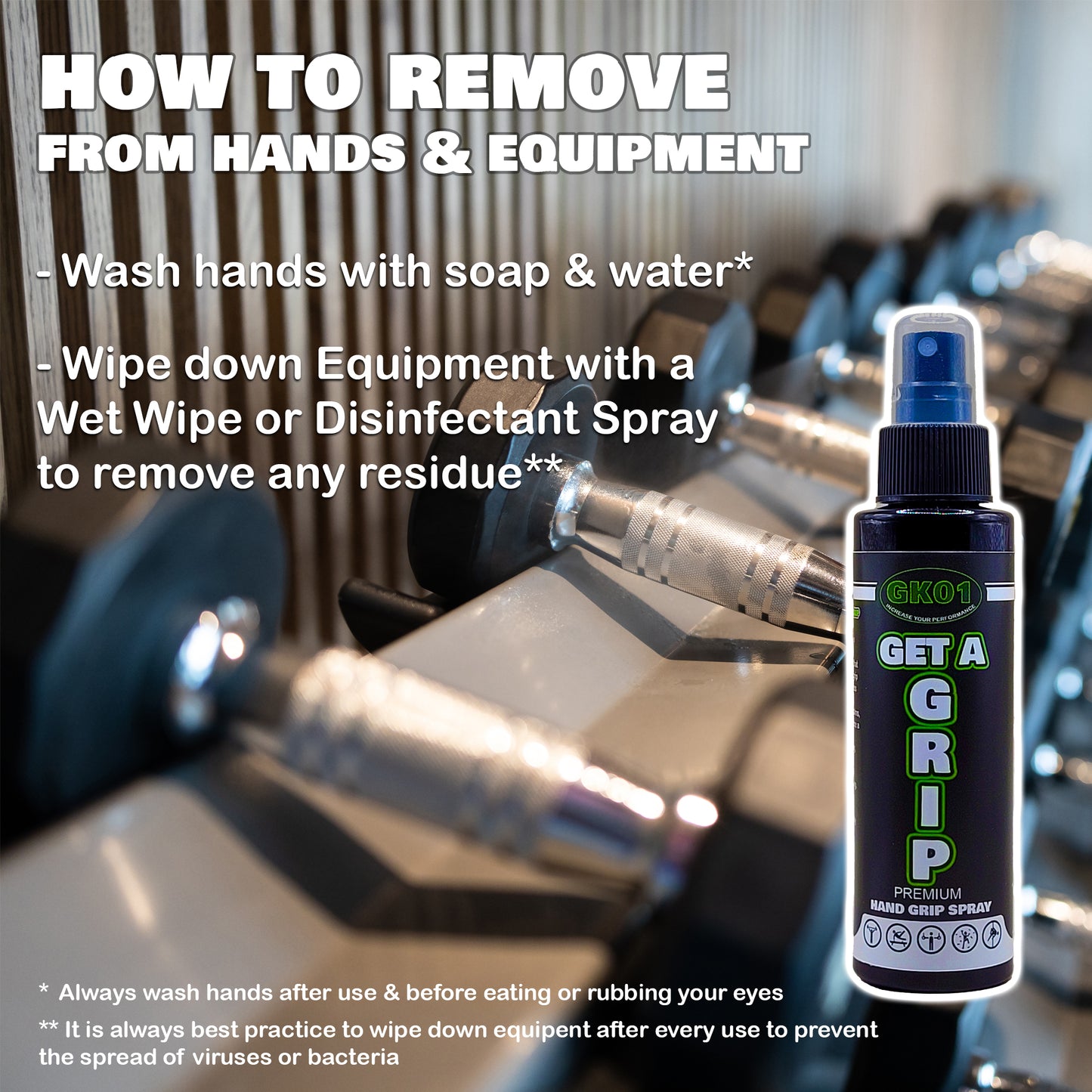 GK01 Get a Grip Hand Grip Spray, 120ml - Gymnastics, Weightlifting, Racket Sports.