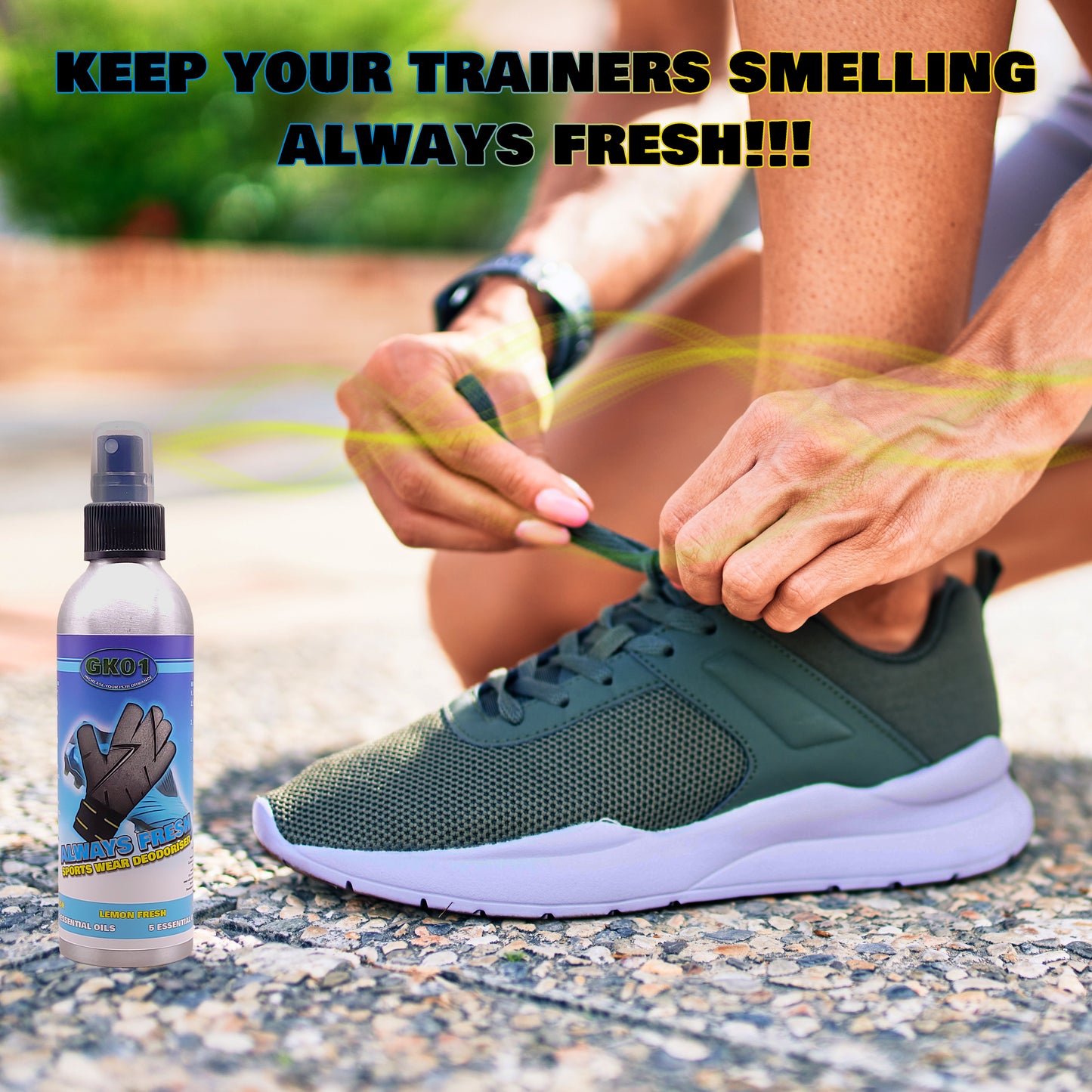 Gk01 Always Fresh - Football Boot & Goalkeeper Glove Freshener & Deodoriser Spray - Lemon Fresh Scent - 120ml
