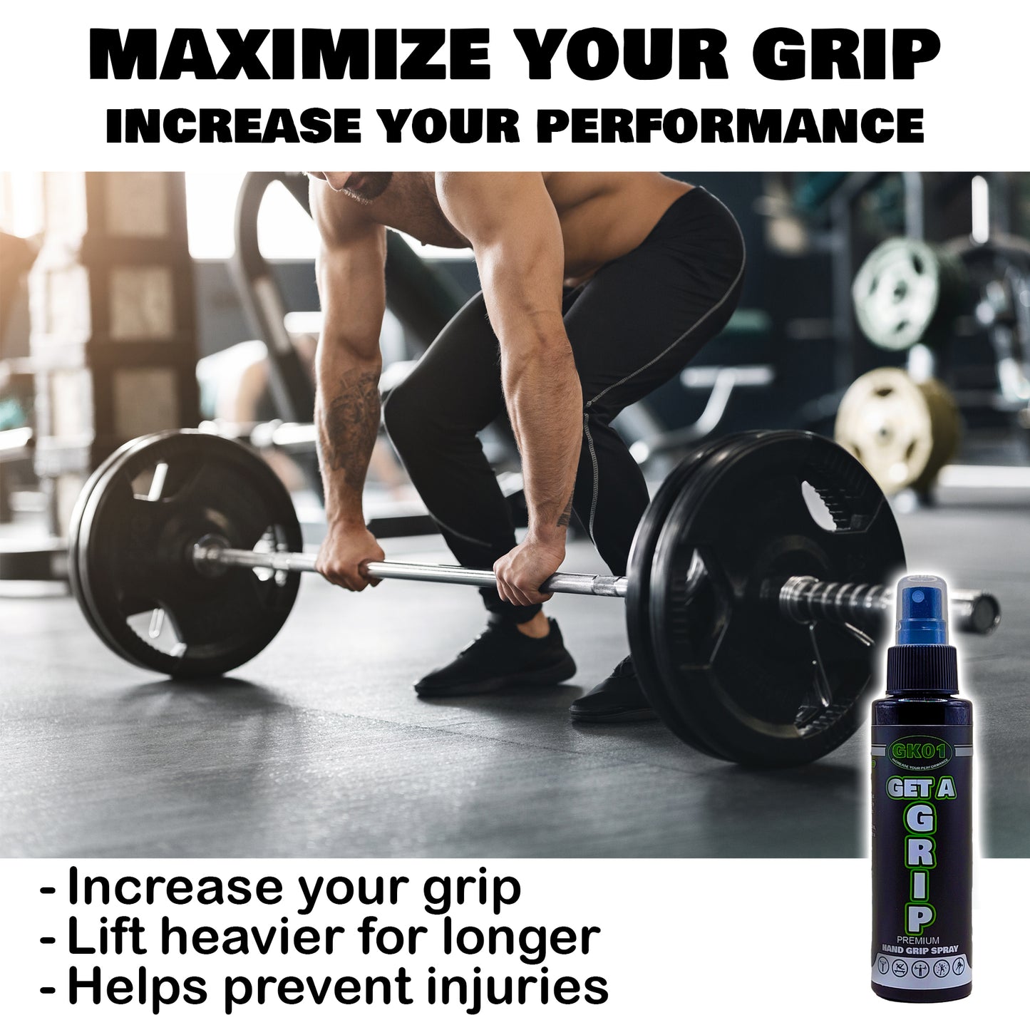 GK01 Get a Grip Hand Grip Spray, 120ml - Gymnastics, Weightlifting, Racket Sports.