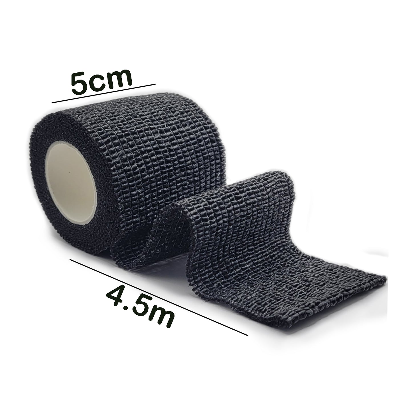 6 Pack - GK01 Elastic Self-adhesive Sports Tape - 5cm x 4.5m (Black)- Finger, Ankle, Wrist & Knee Support Tape