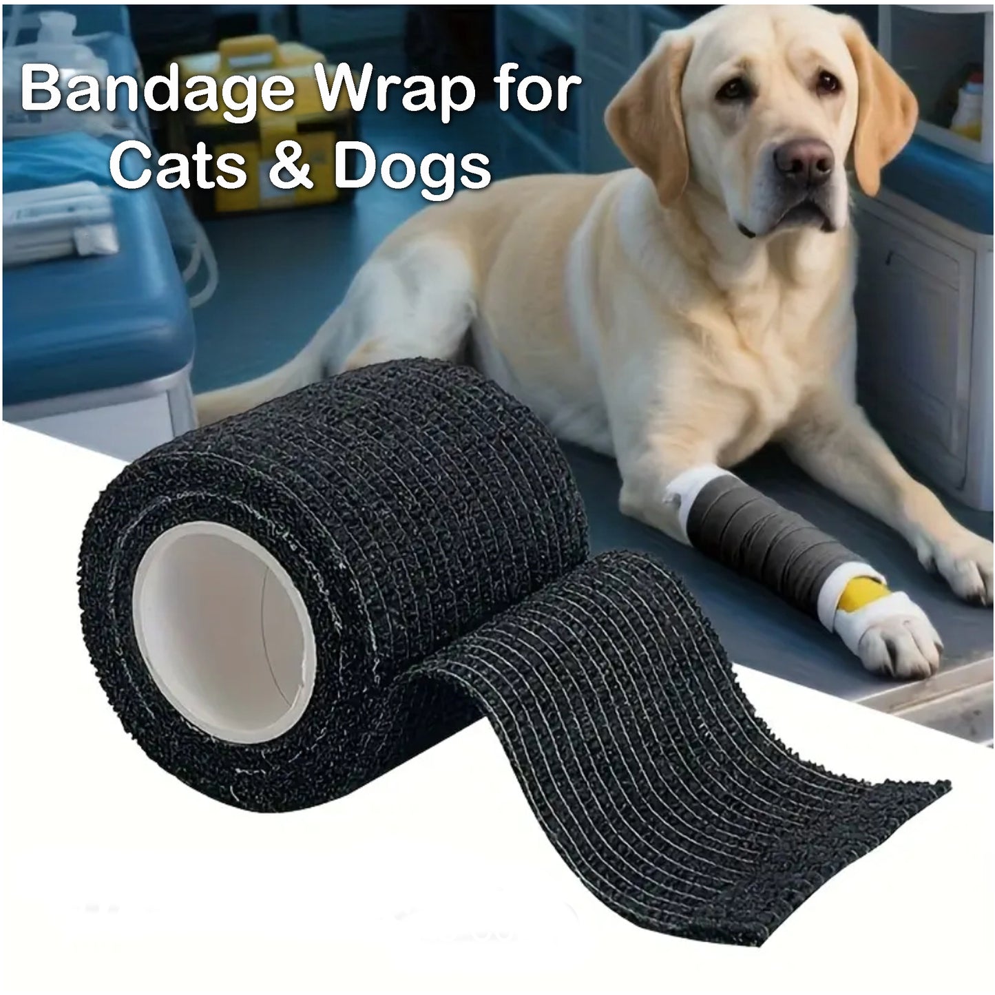 6 Pack - GK01 Elastic Self-adhesive Sports Tape - 5cm x 4.5m (Black)- Finger, Ankle, Wrist & Knee Support Tape